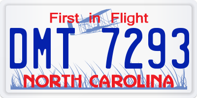 NC license plate DMT7293