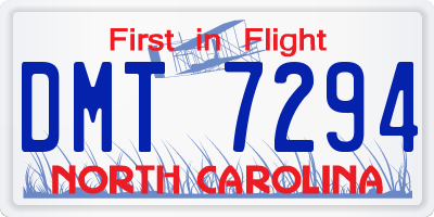 NC license plate DMT7294