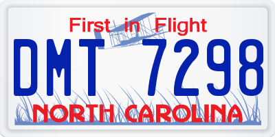 NC license plate DMT7298