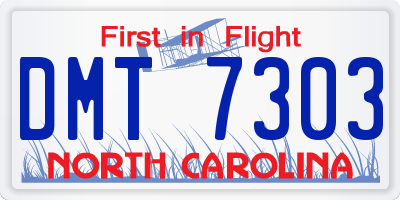 NC license plate DMT7303
