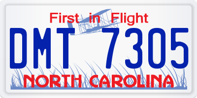 NC license plate DMT7305