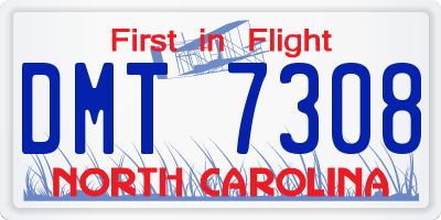 NC license plate DMT7308