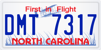 NC license plate DMT7317