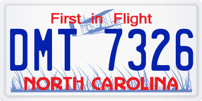 NC license plate DMT7326