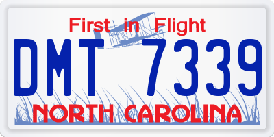 NC license plate DMT7339