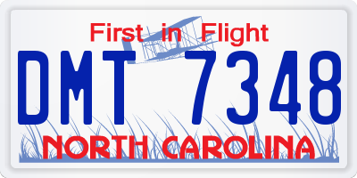 NC license plate DMT7348