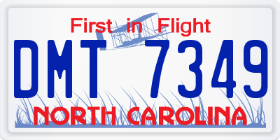 NC license plate DMT7349