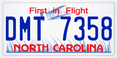 NC license plate DMT7358