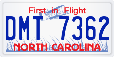 NC license plate DMT7362