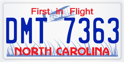 NC license plate DMT7363