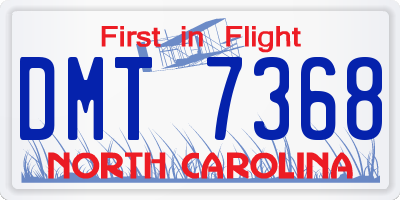 NC license plate DMT7368