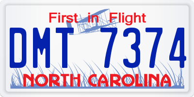NC license plate DMT7374