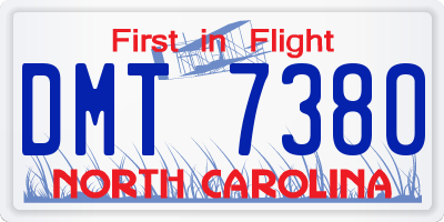 NC license plate DMT7380