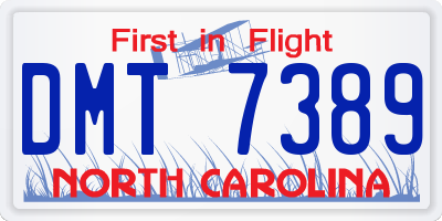 NC license plate DMT7389