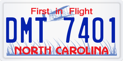 NC license plate DMT7401