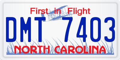 NC license plate DMT7403