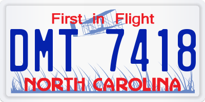 NC license plate DMT7418