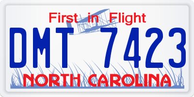 NC license plate DMT7423