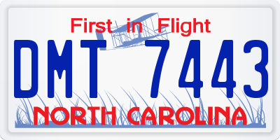 NC license plate DMT7443