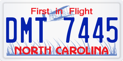 NC license plate DMT7445