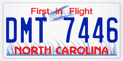 NC license plate DMT7446
