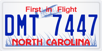 NC license plate DMT7447