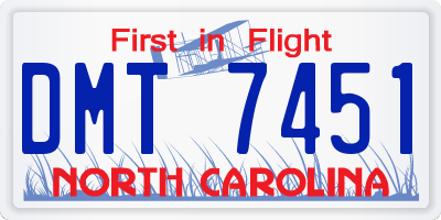 NC license plate DMT7451