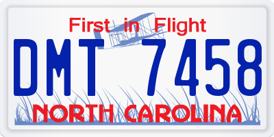 NC license plate DMT7458