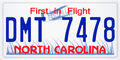NC license plate DMT7478
