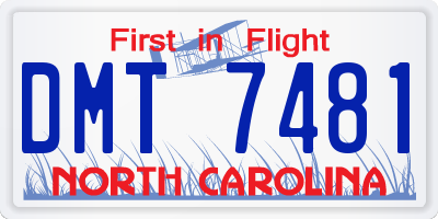 NC license plate DMT7481