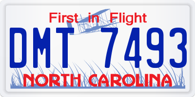 NC license plate DMT7493