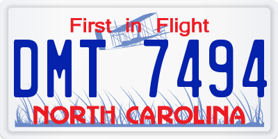NC license plate DMT7494