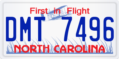 NC license plate DMT7496