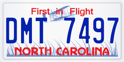 NC license plate DMT7497