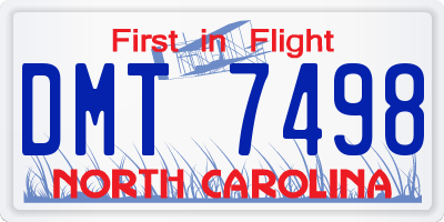 NC license plate DMT7498