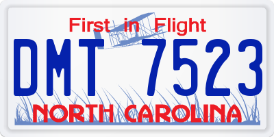 NC license plate DMT7523
