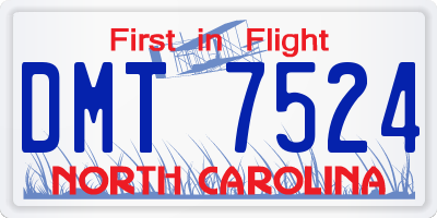 NC license plate DMT7524
