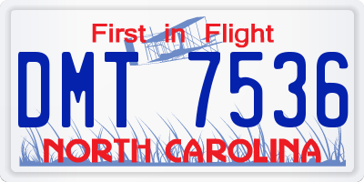 NC license plate DMT7536