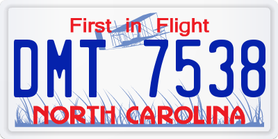 NC license plate DMT7538