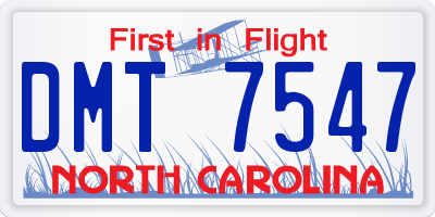 NC license plate DMT7547