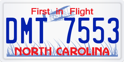 NC license plate DMT7553