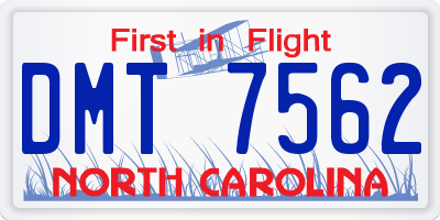 NC license plate DMT7562