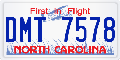 NC license plate DMT7578