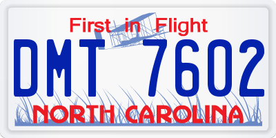 NC license plate DMT7602