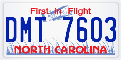 NC license plate DMT7603
