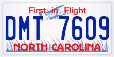 NC license plate DMT7609