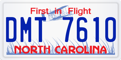 NC license plate DMT7610