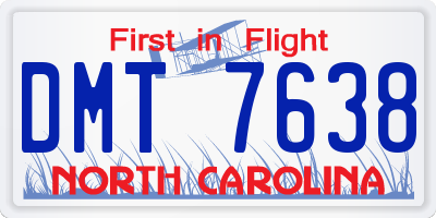 NC license plate DMT7638