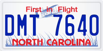 NC license plate DMT7640
