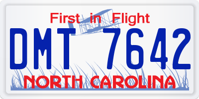 NC license plate DMT7642